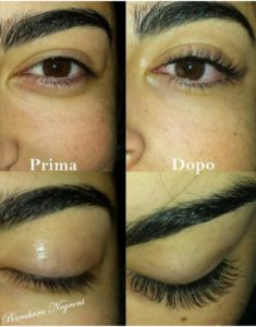 extension ciglia one to one prima e dopo